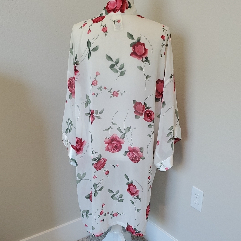 Delicates Floral Sheer Robe with Roses - Picture 3 of 4